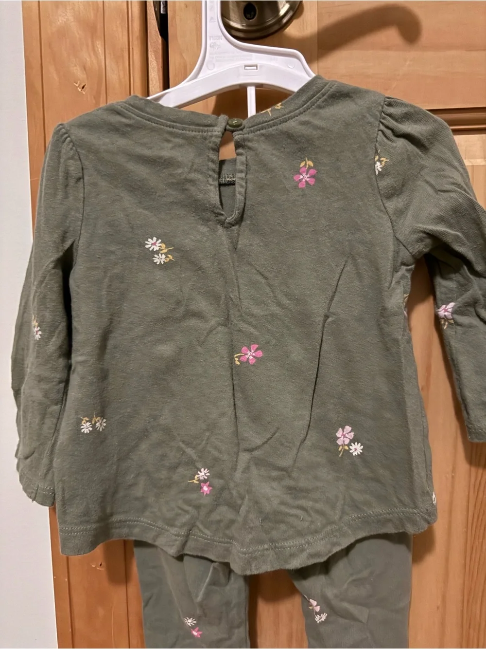 Baby Gap Olive Green Floral Baby Set - Long Sleeve Top & Pants